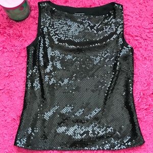 Ann Taylor Petites Black Sequin Tank Top